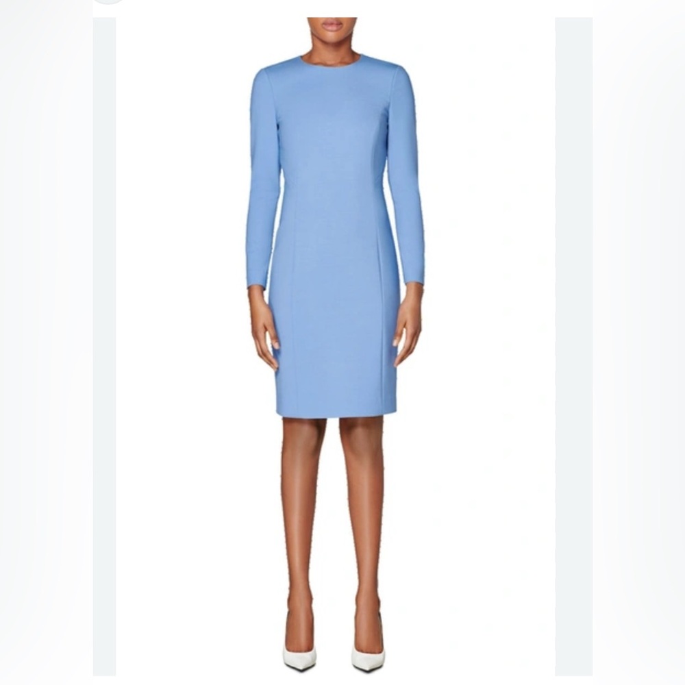 Elegant Light Blue Long-Sleeve Dress